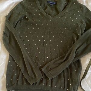 Tommy Hilfiger Dark Green V-Neck Sweater